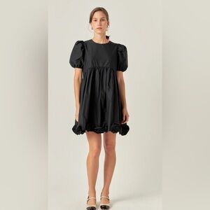 English Factory Women's Poplin Corsage Mini Dress, Black Size Medium NWT